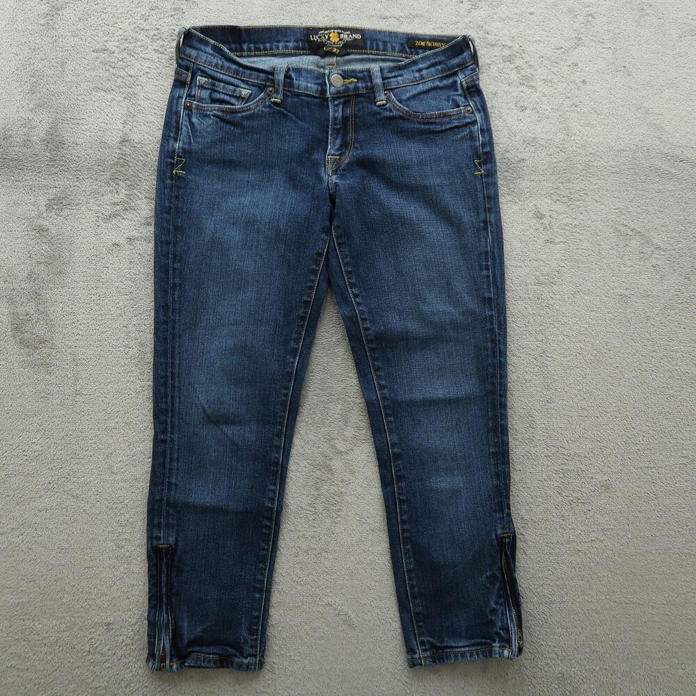 Lucky Brand Jeans Women's Size 4 Blue Low-Rise Zoe Skinny Ankle Crop 24" Inseam